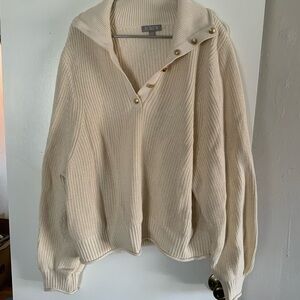 J.Crew XXL Cream Knit Cardigan with Brass Accents